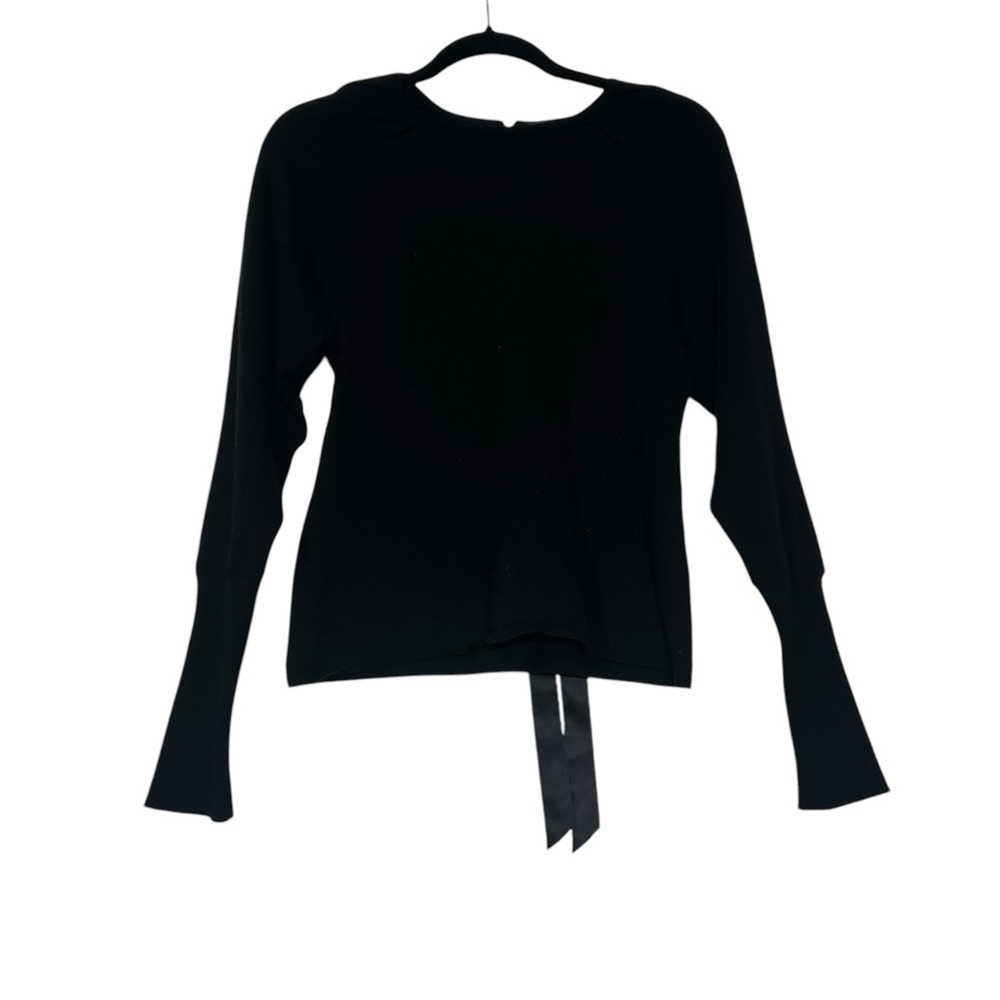 Ralph Lauren Cashmere Sweater Black Ribbon Tie Back Size Medium Quiet Luxury